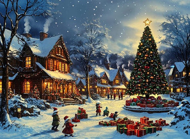 Christmas Eve in Town Square Puzzle | MakeYourPuzzles